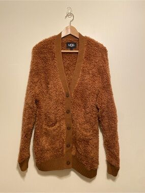UGG  Brown Sherpa Button-Up Cardigan Sweater. Size M